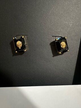 Kurt Geiger Gold Accent Black Crystal Stud Earrings